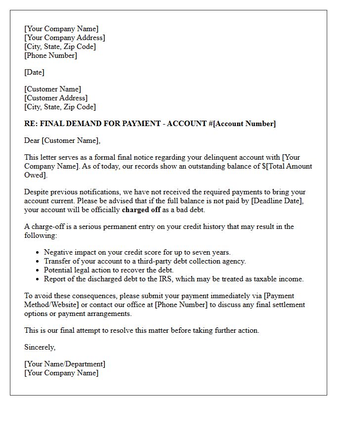 Final Demand Letter Before Account Charge-Off