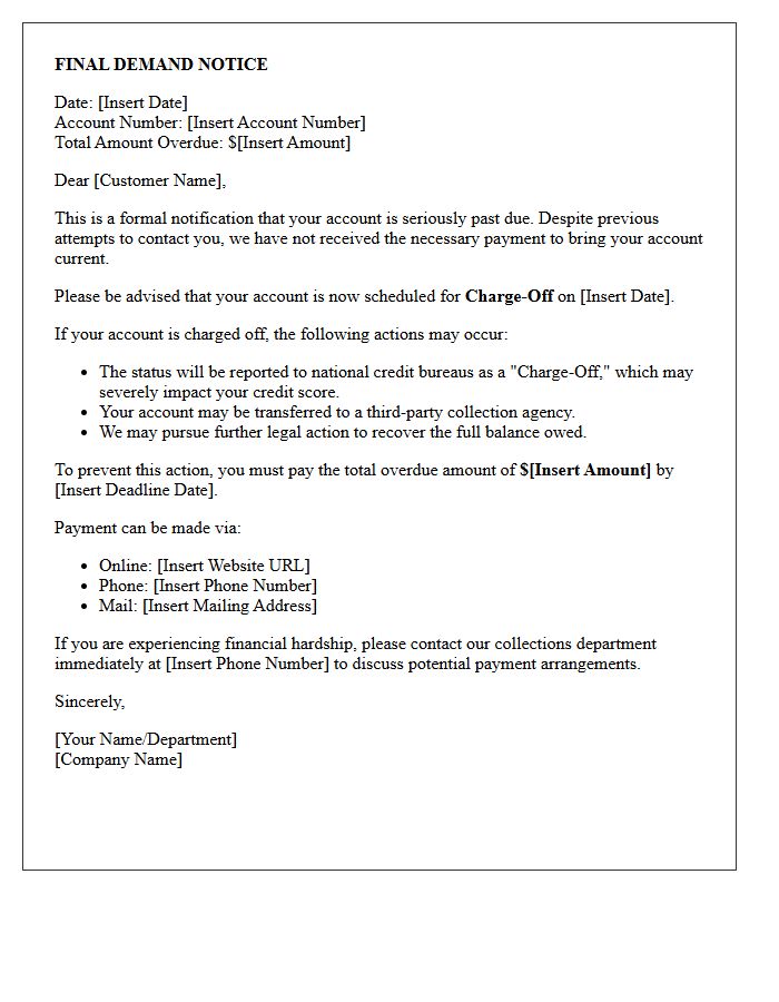 Imminent Charge-Off Final Demand Letter
