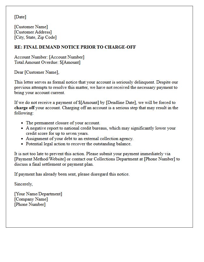 Pre-Charge-Off Final Demand Letter