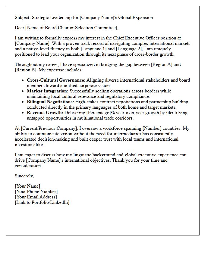 Bilingual Cross-Border Chief Executive Officer Pitch Letter