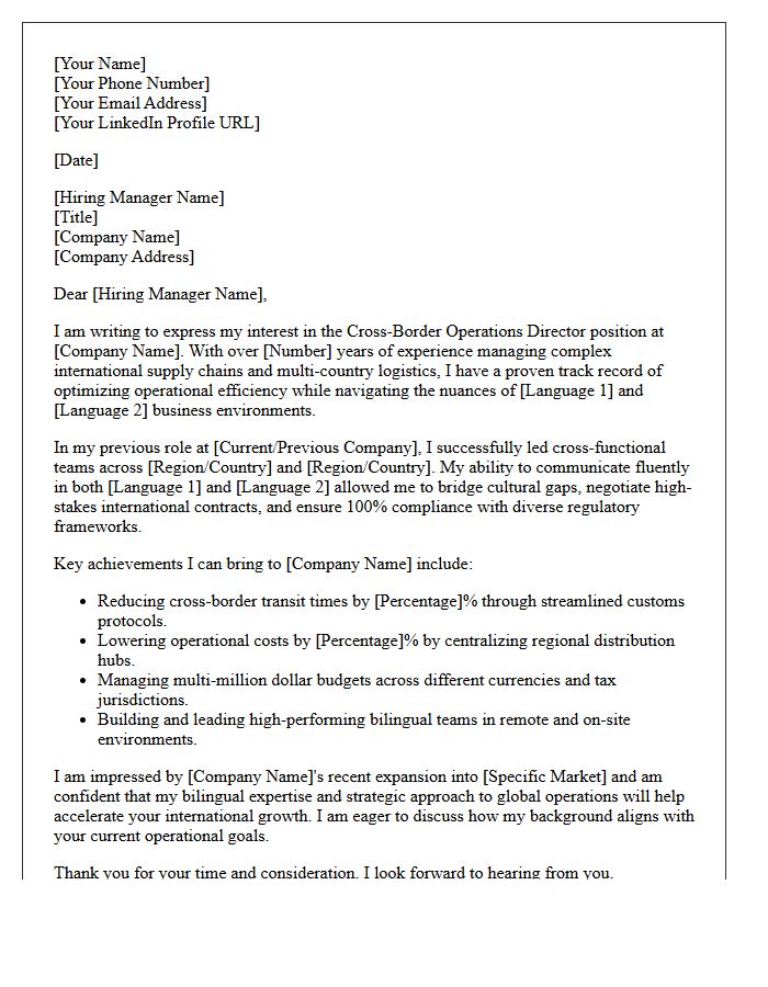Bilingual Cross-Border Operations Director Pitch Letter