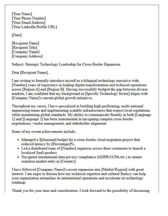 Cross-Border Bilingual Technology Executive Introduction Letter
