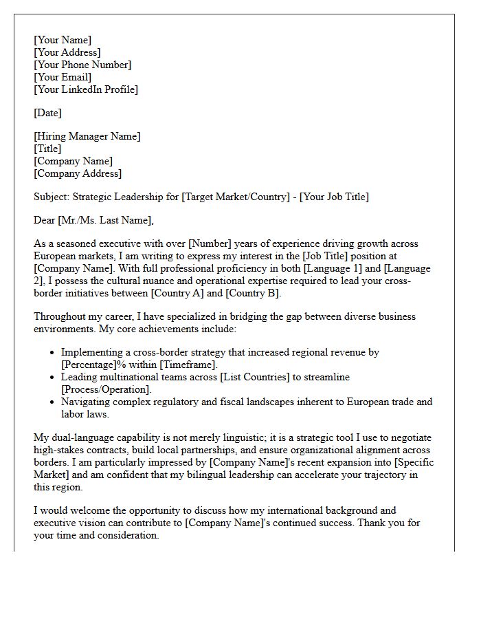 European Bilingual Cross-Border Executive Pitch Letter