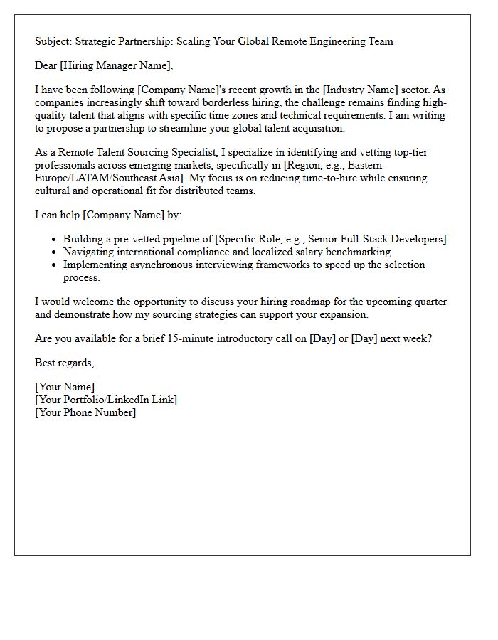 Global Remote Talent Sourcing Speculative Pitch Letter