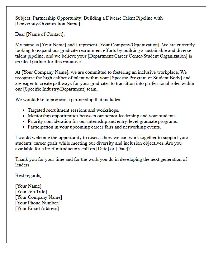 Diverse Graduate Recruitment Pipeline Pitch Letter