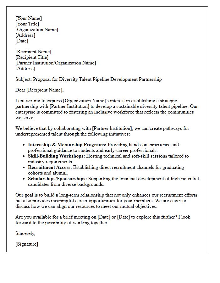 Enterprise Diversity Talent Pipeline Development Letter