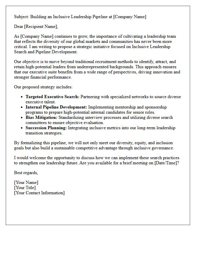 Inclusive Leadership Search And Pipeline Pitch Letter