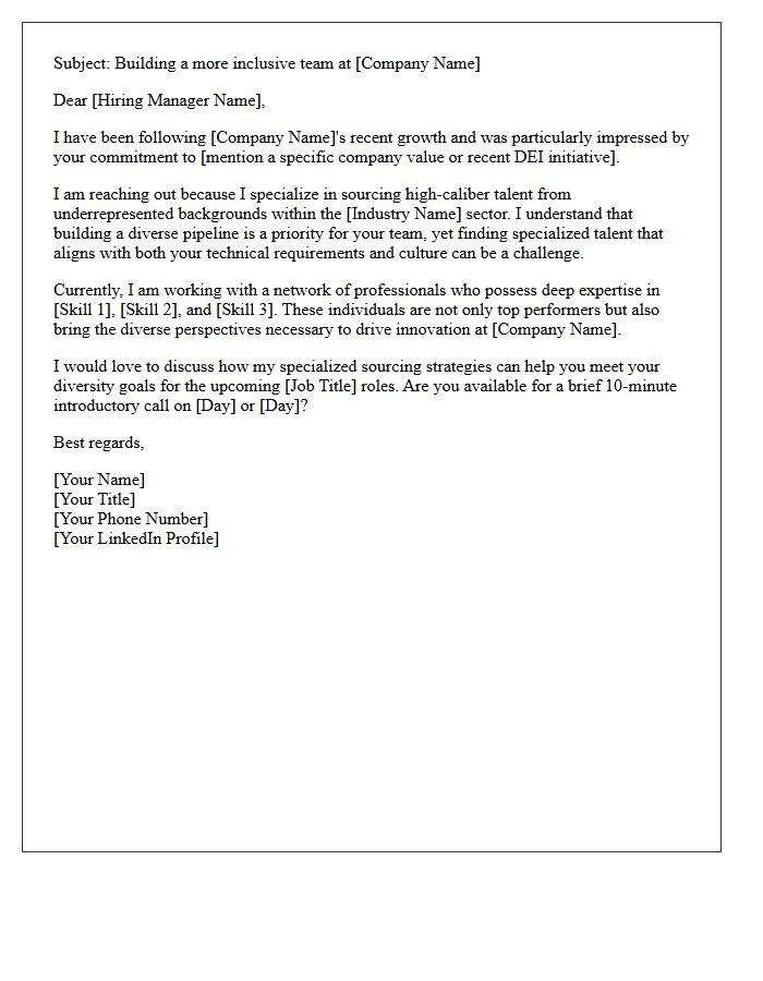 Specialized Diversity And Inclusion Sourcing Pitch Letter