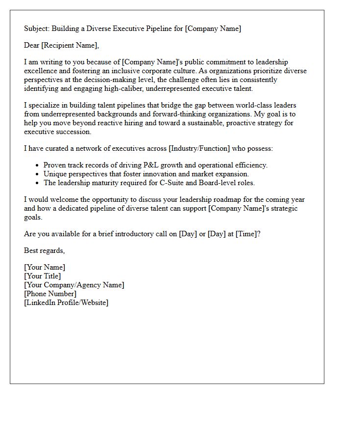 Underrepresented Executive Talent Pipeline Pitch Letter