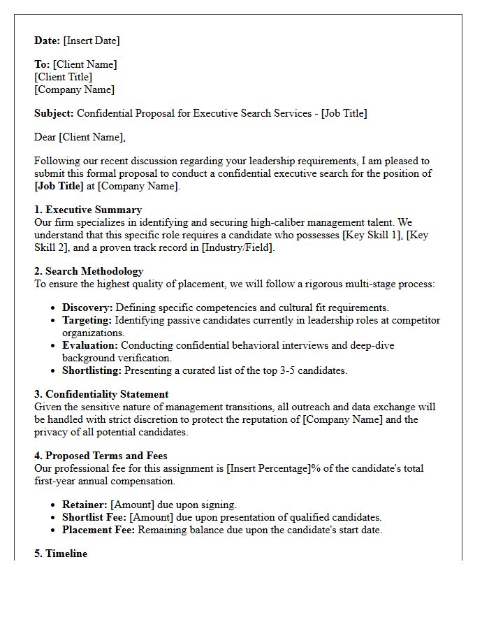 Confidential Management Headhunting Proposal Letter