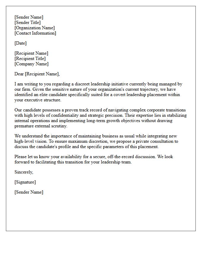 Covert Leadership Placement Service Letter