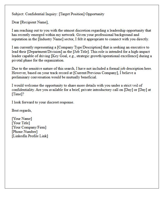 Discreet Executive Talent Acquisition Letter