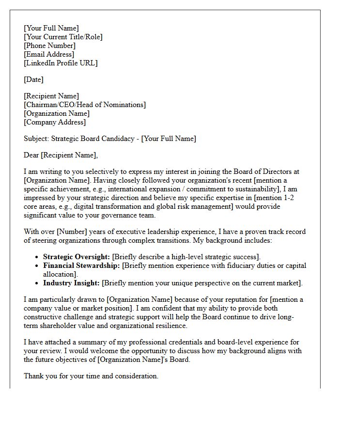 Exclusive Board Member Recruitment Speculative Letter