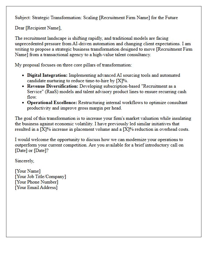 Business Transformation Pitch Letter for Recruitment Firms