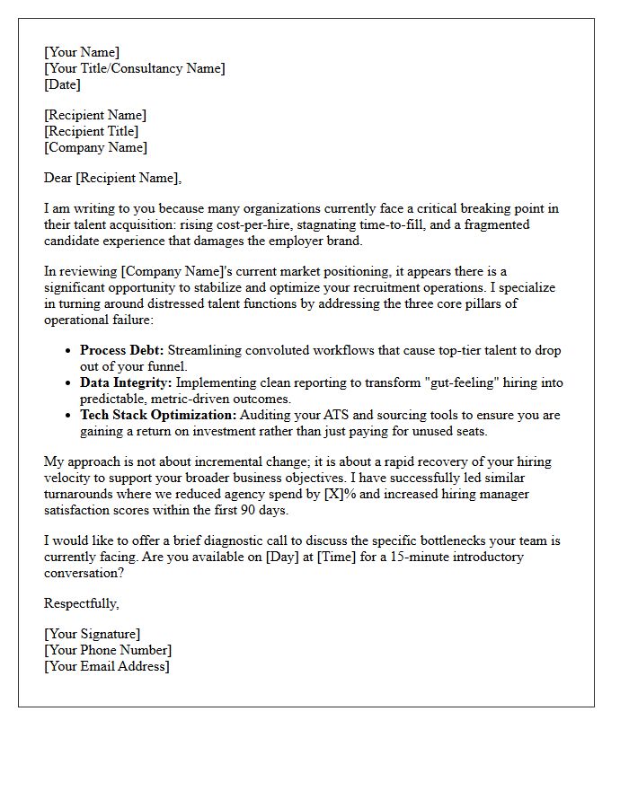 Distressed Recruitment Operations Turnaround Pitch Letter