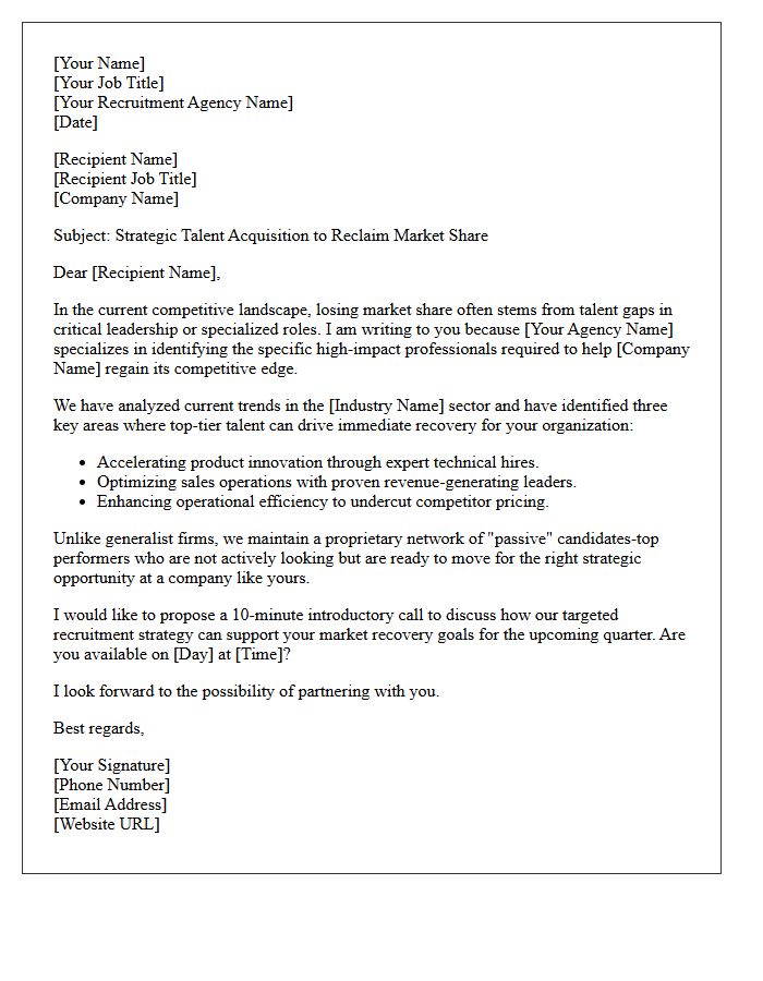 Market Share Recovery Executive Pitch Letter for Recruitment Businesses