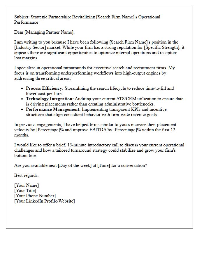 Operational Turnaround Pitch Letter for Underperforming Search Firms
