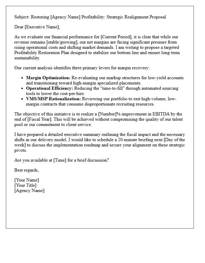 Profitability Restoration Executive Pitch Letter for Staffing Agencies