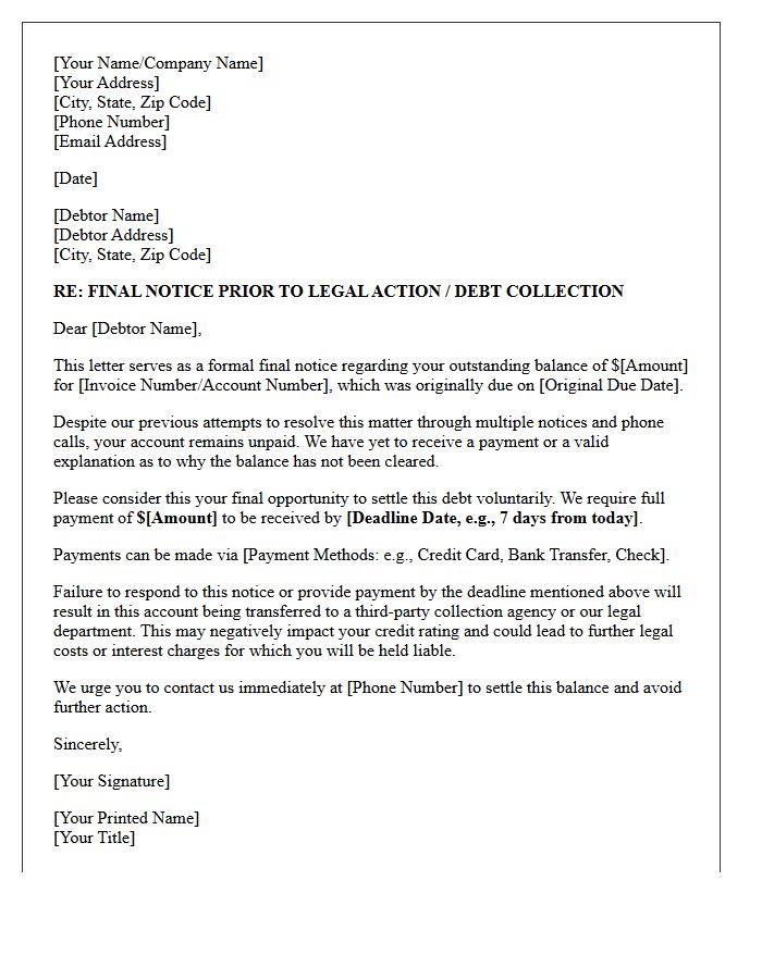Final Attempt to Collect Debt Letter