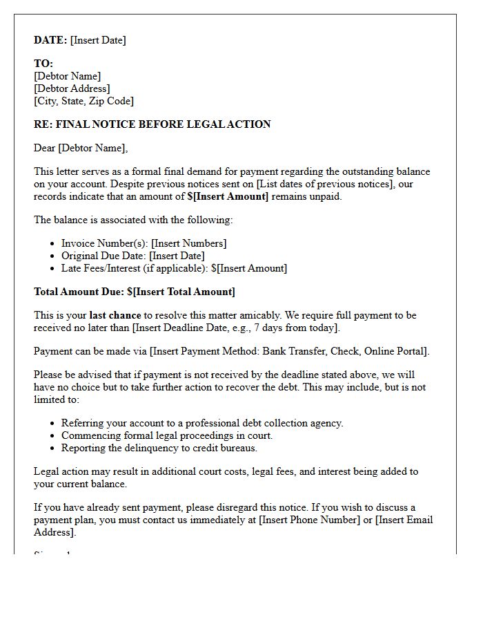 Last Chance Payment Demand Letter