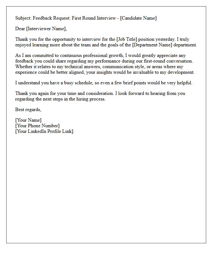 First Round Interview Experience Feedback Request Letter