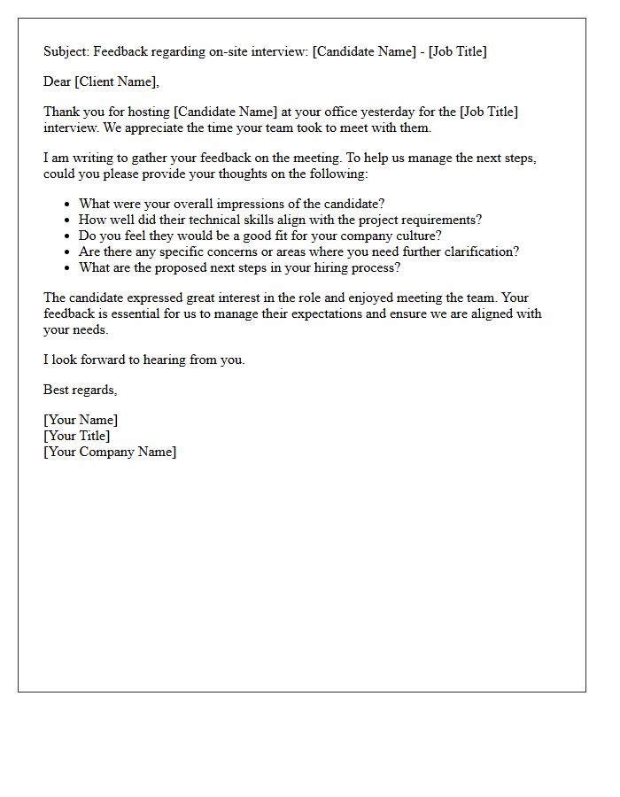 On-Site Client Interview Feedback Request Letter