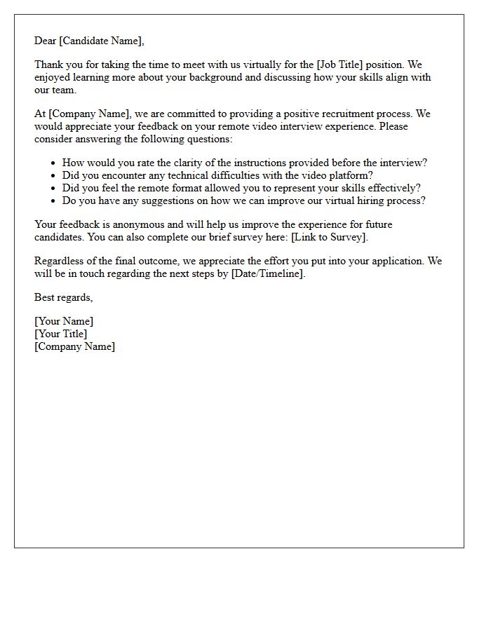 Remote Video Interview Candidate Experience Letter