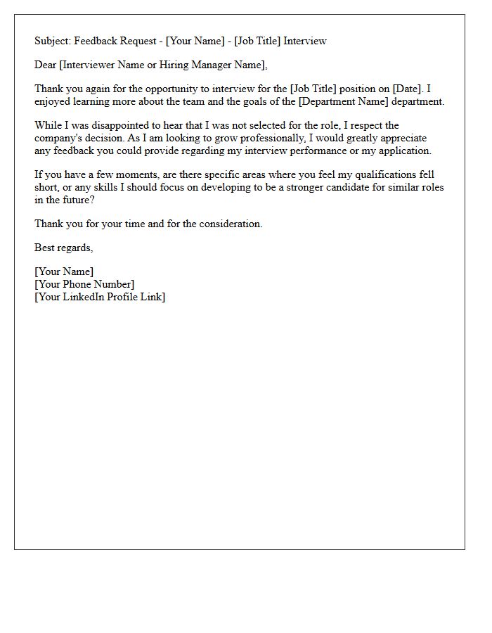 Standard Post-Interview Candidate Feedback Request Letter