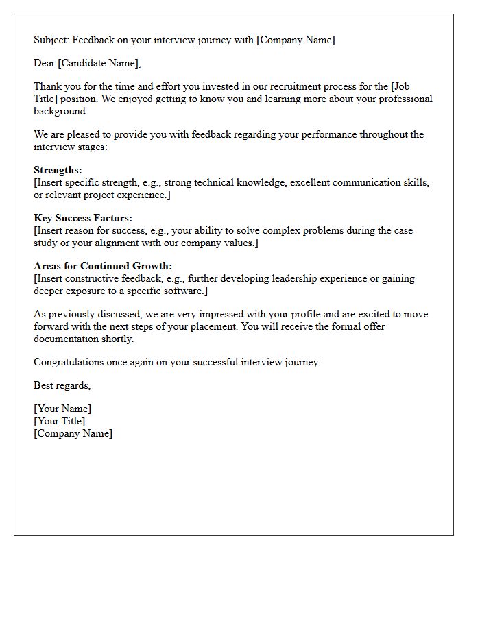 Successful Placement Interview Journey Feedback Letter