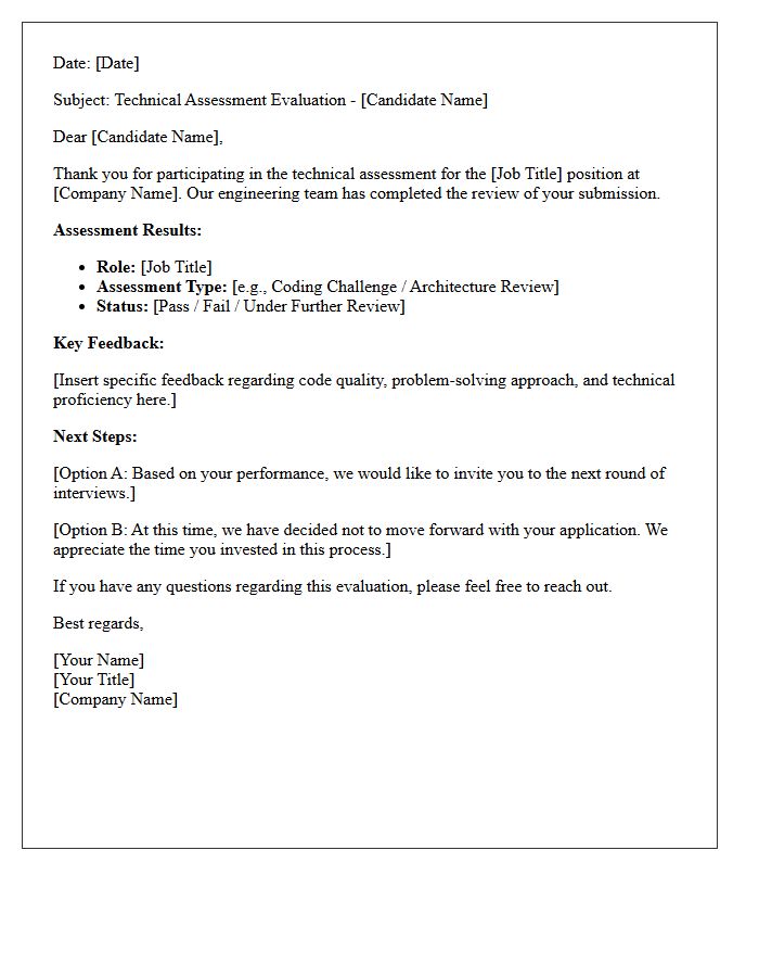 Technical Assessment Process Candidate Evaluation Letter