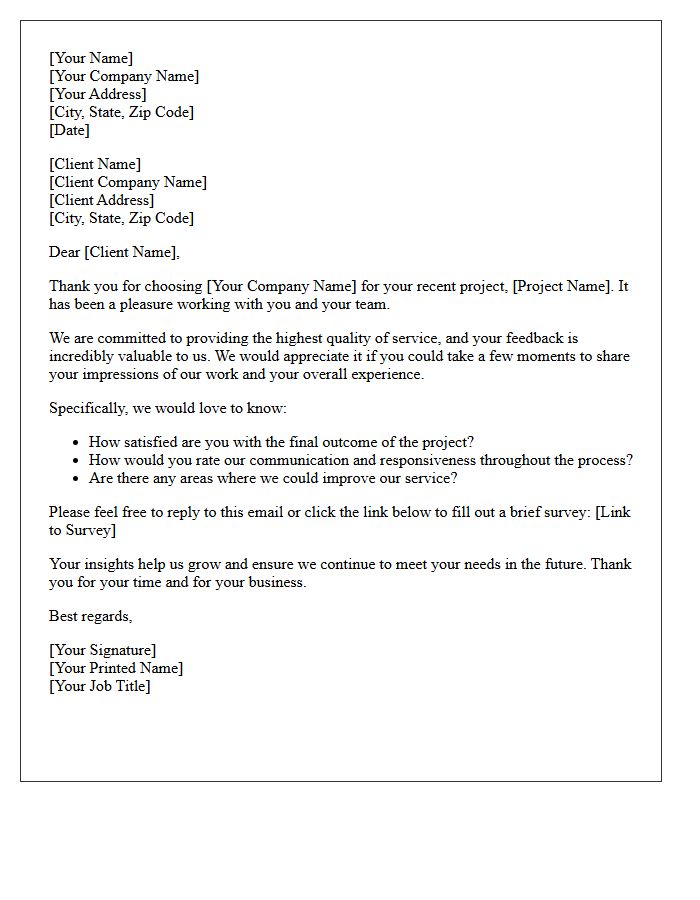 Client Impression and Feedback Request Letter