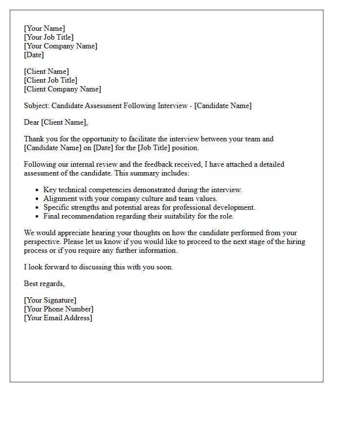 Client Interview Assessment Follow-Up Letter