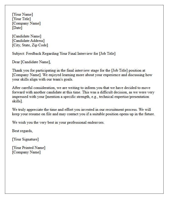 Final Interview Stage Client Feedback Letter