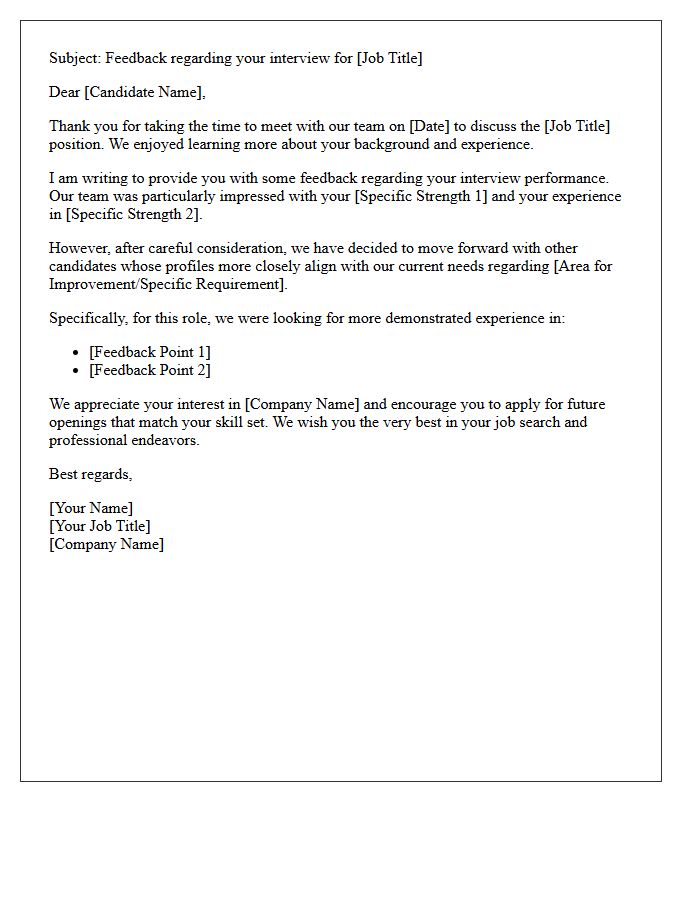 Hiring Manager Post-Interview Feedback Letter