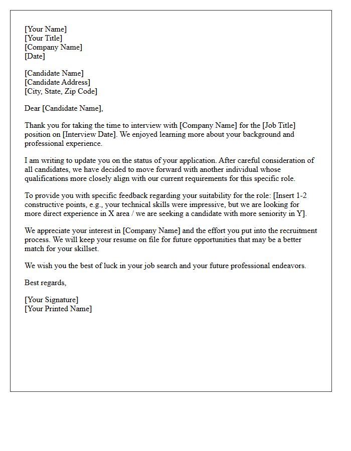 Post-Interview Candidate Suitability Feedback Letter