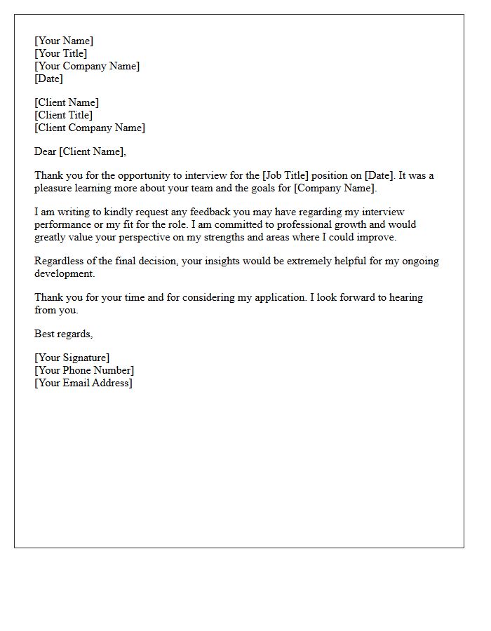 Post-Interview Client Feedback Request Letter