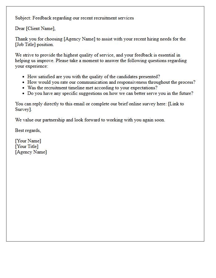Recruitment Agency Client Feedback Request Letter