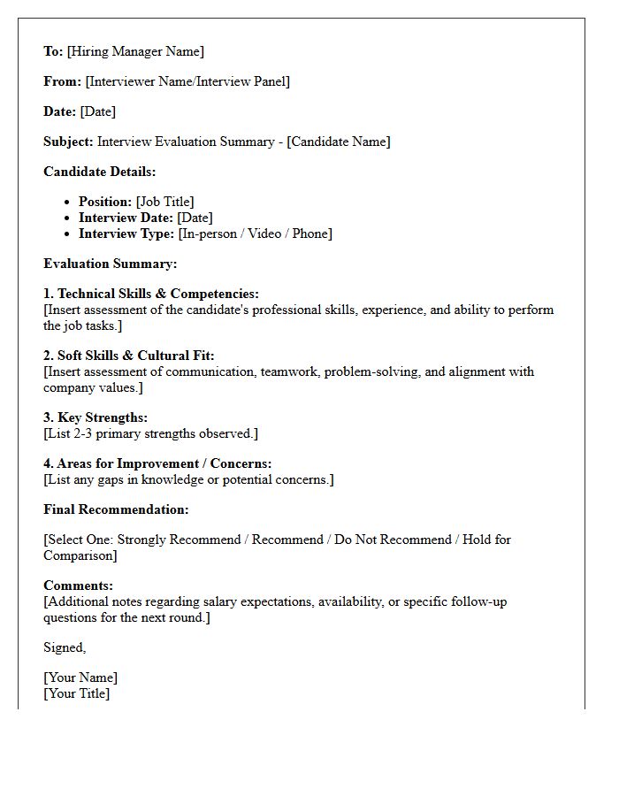 Shortlisted Candidate Interview Evaluation Letter