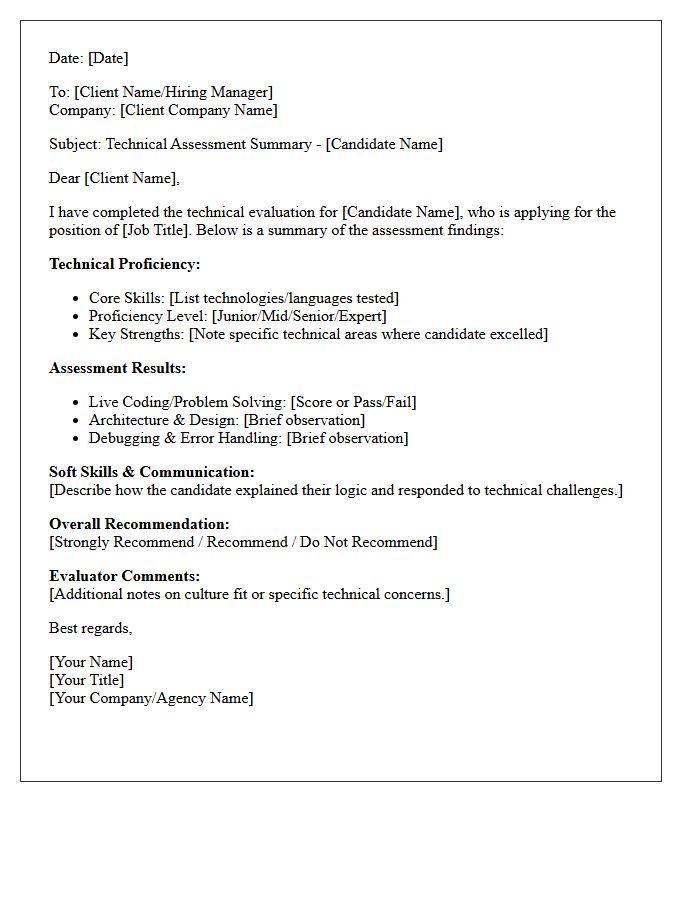Technical Interview Client Assessment Letter