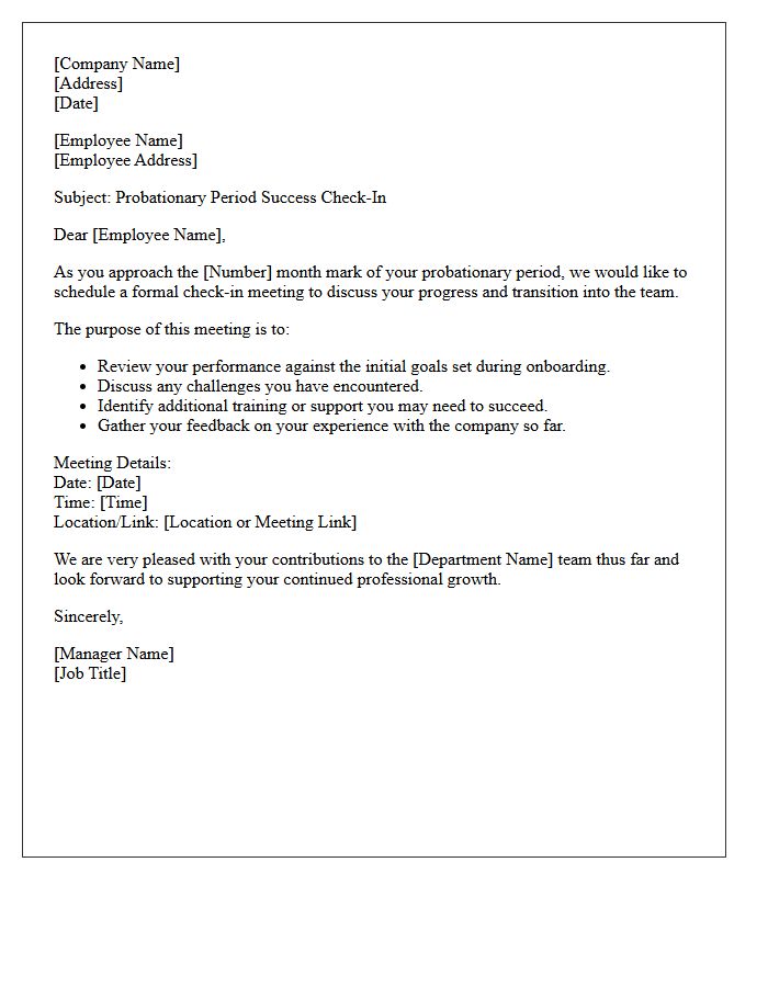 Post-Placement Probationary Success Check-In Letter
