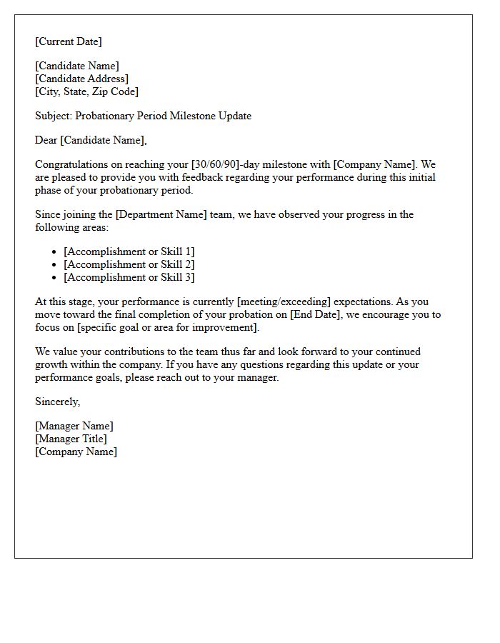 Probationary Milestone Candidate Experience Letter