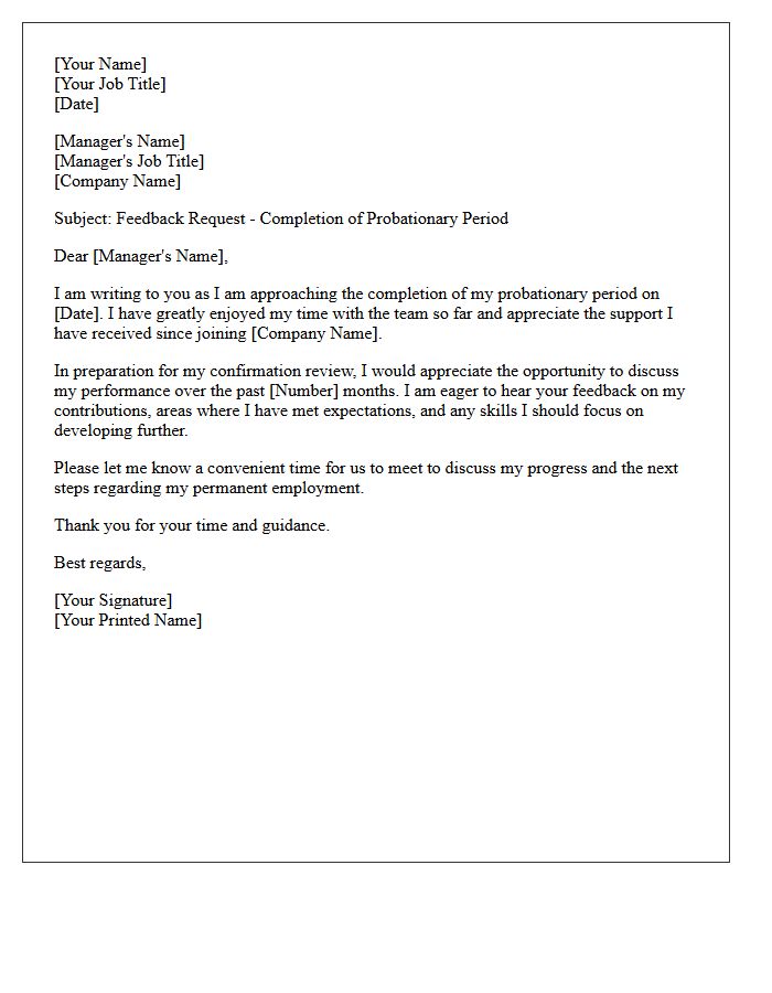 Probationary Period Completion Feedback Request Letter