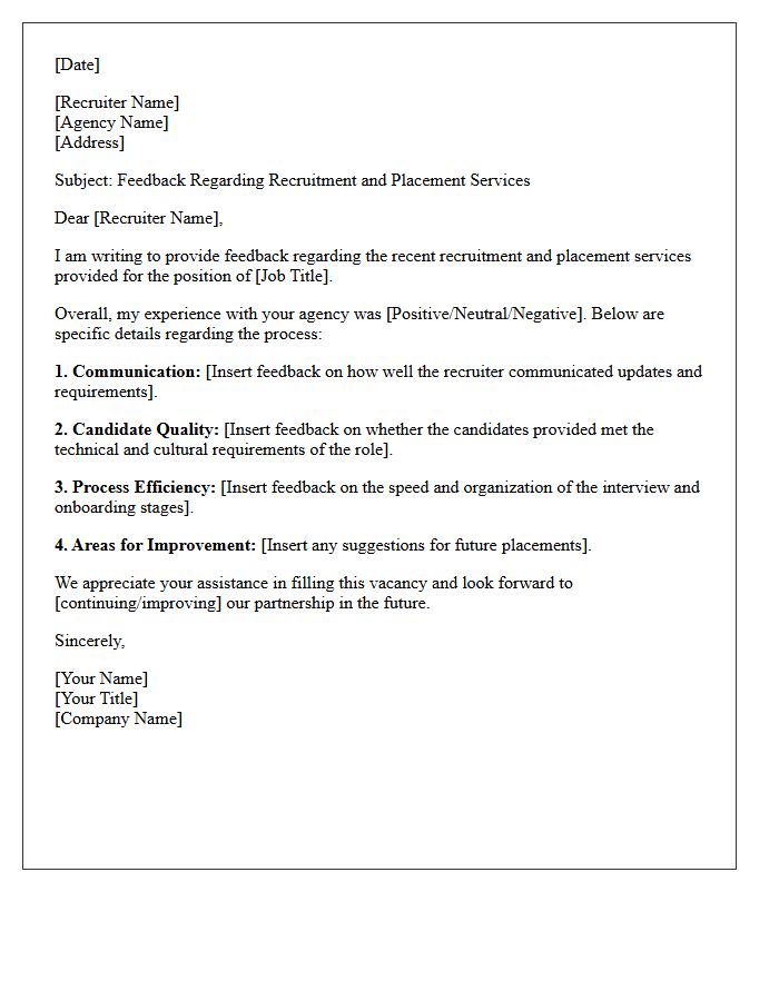 Recruitment Service and Placement Feedback Letter