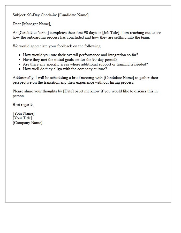 Ninety-Day Candidate Success Follow-Up Letter
