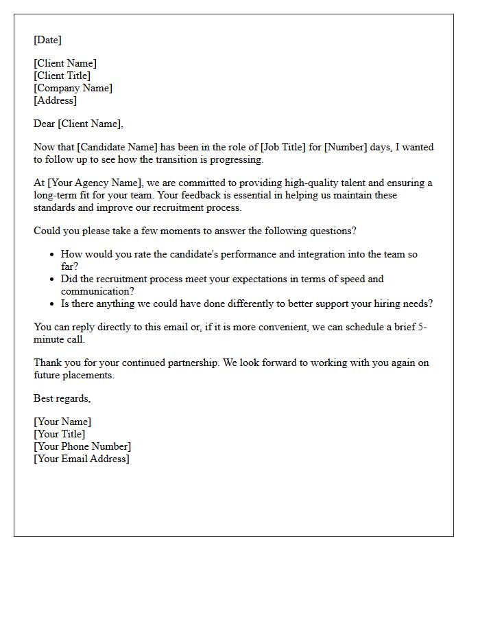 Post-Placement Client Feedback Request Letter