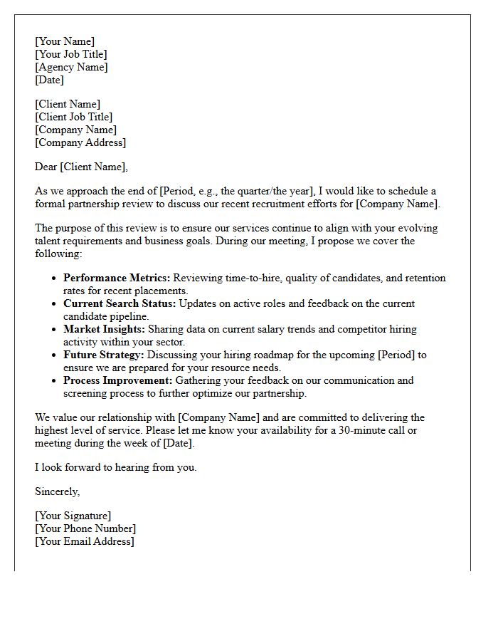 Recruitment Agency Client Partnership Review Letter