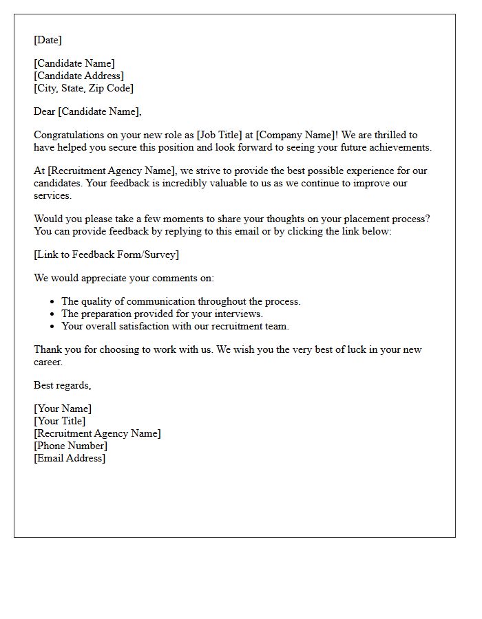 Candidate Placement Success and Feedback Request Letter
