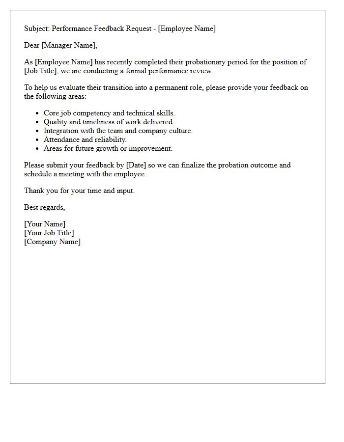Post-Probation Candidate Performance Feedback Request Letter