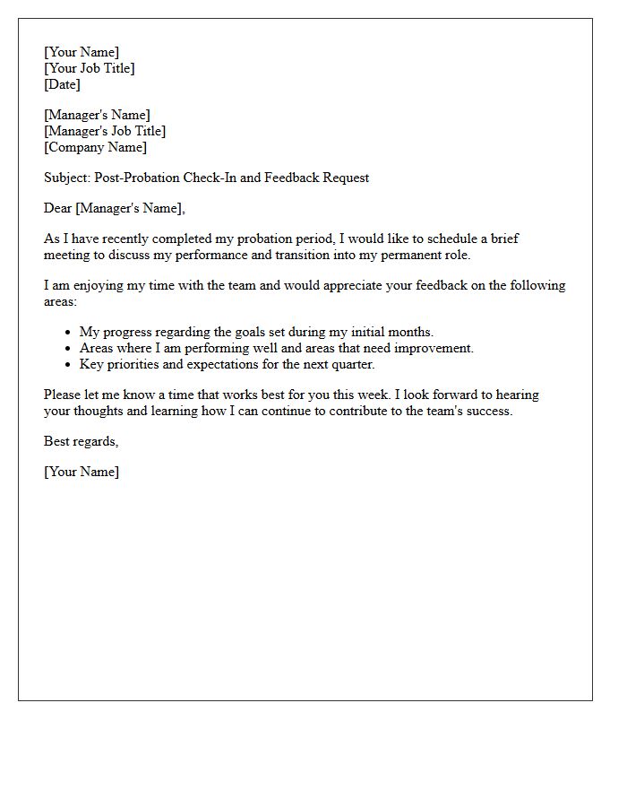 Post-Probation Check-In and Feedback Request Letter