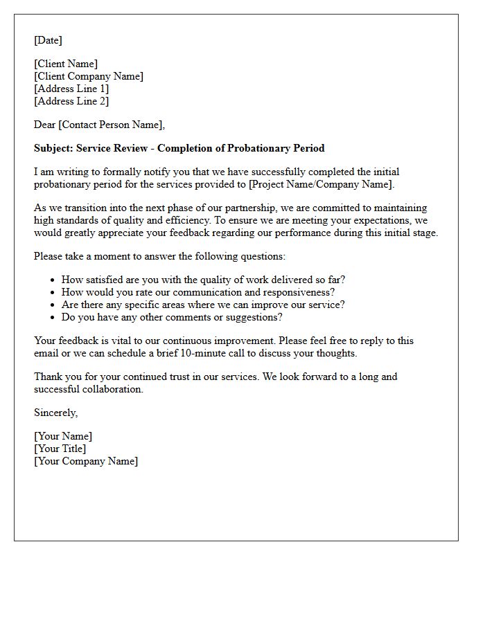 Probation Completion Client Satisfaction Feedback Letter